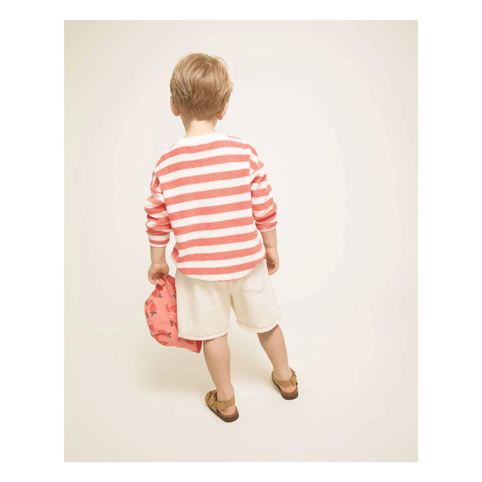 Búho - Çizgili Organik Pamuklu Sweatshirt | Kırmızı