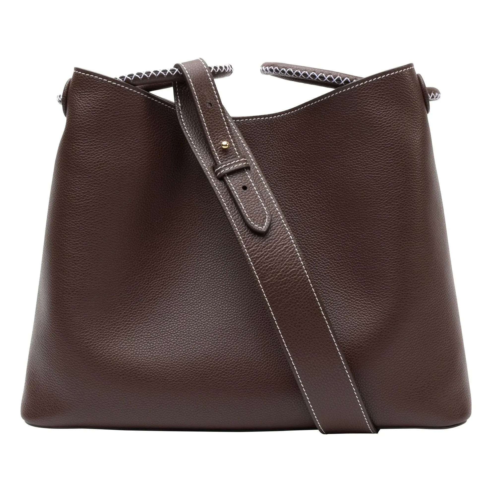 Elleme - Vosges Grainé deri çanta | Koyu Kahverengi