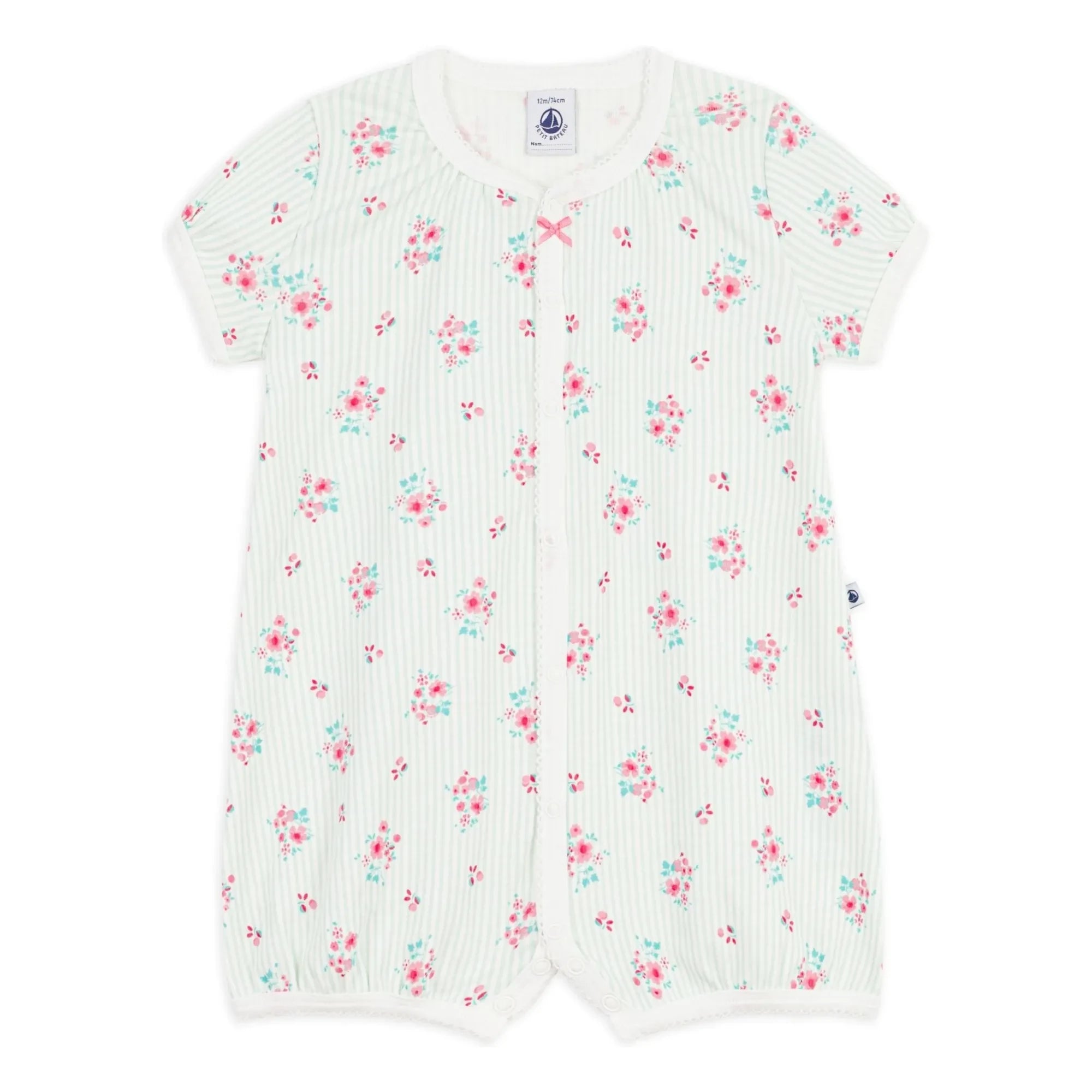Petit Bateau - Organik pamuklu çiçek desenli pijama külotu | Beyaz