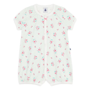 Petit Bateau - Organik pamuklu çiçek desenli pijama külotu | Beyaz