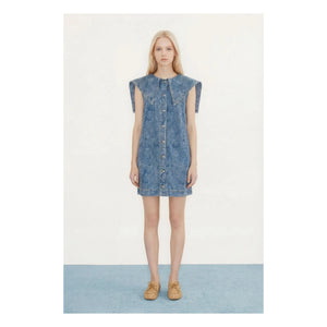 The Tiny Big Sister - Kot Pamuk Elbise | Denim Mavi