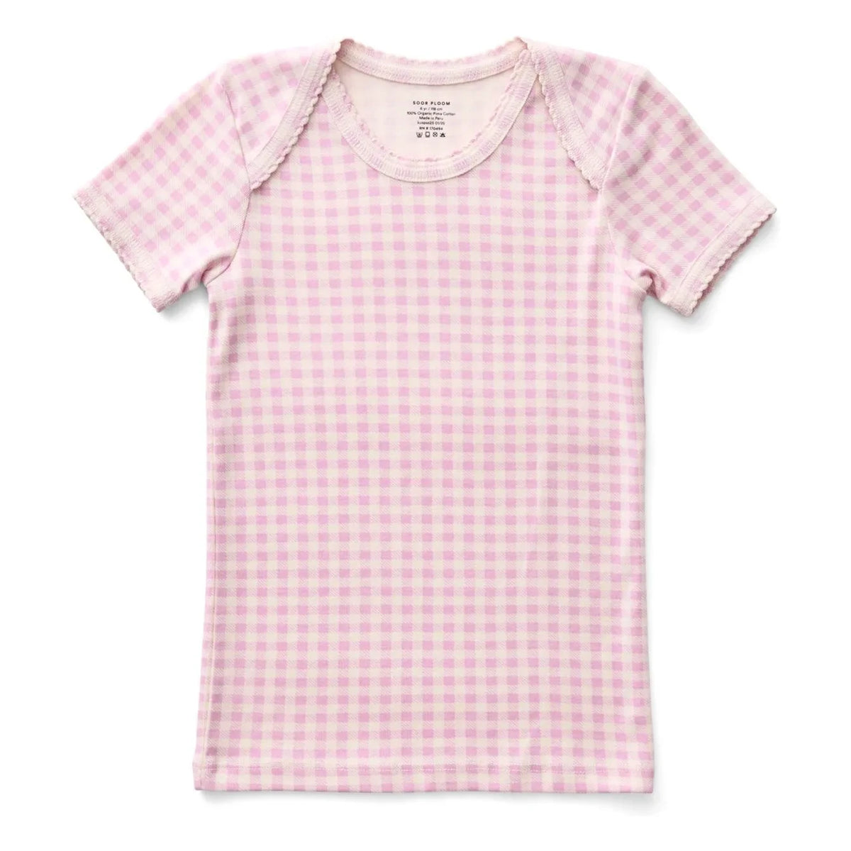 Soor Ploom - Baby Vichy Organik Pamuk Tişört | Pembe