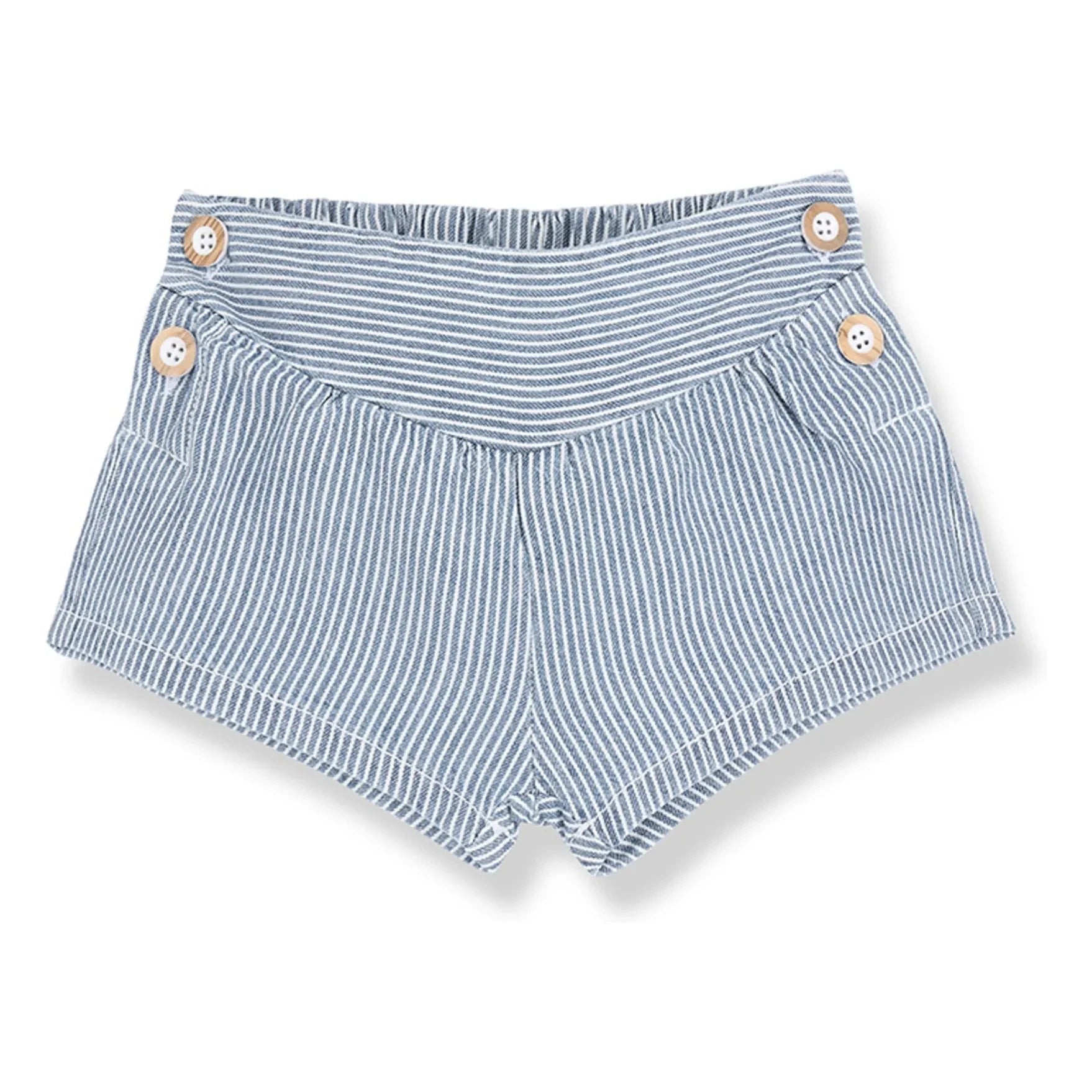 1+ in the family - Denim Deia Organik Pamuklu Çizgili Şort | Açık Mavi