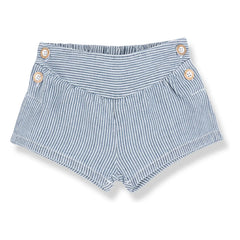 1+ in the family - Denim Deia Organik Pamuklu Çizgili Şort | Açık Mavi