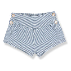 1+ in the family - Denim Deia Organik Pamuklu Çizgili Şort | Açık Mavi
