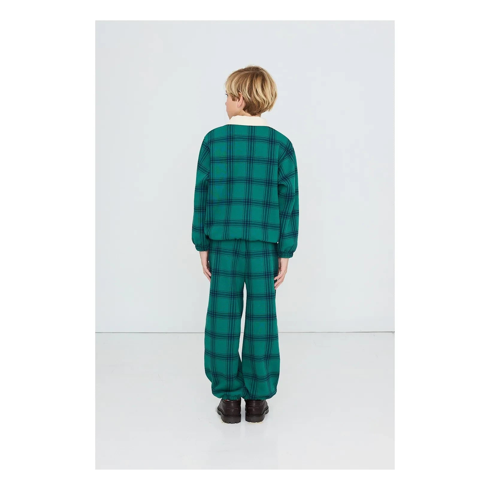 Tinycottons - Organik Pamuklu Kareli Jogger Pantolon | Yeşil