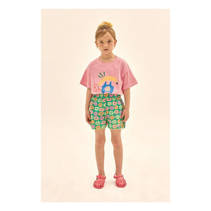 Jelly Mallow - Yeşil Çiçek Desenli Seersucker Şort