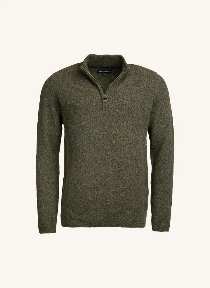 Barbour - Tisbury Essential Fermuarlı Kazak | Zeytin