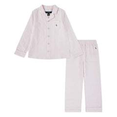 Ralph Lauren - Çizgili Logolu Gömlek ve Pantolon Pijama | Pembe
