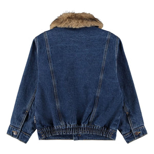 Molo - Hiroie Denim Organik Pamuk Kürk Yakalı Ceket | Mavi