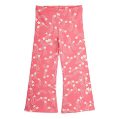 Mini Rodini - Organik Pamuklu Yıldız Desenli İspanyol Paça Pantolon | Pembe