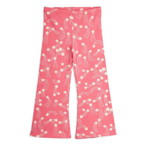 Mini Rodini - Organik Pamuklu Yıldız Desenli İspanyol Paça Pantolon | Pembe