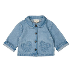 Louis Louise - Bonnie Baby Denim Kalp Cepli Ceket | Açık Mavi