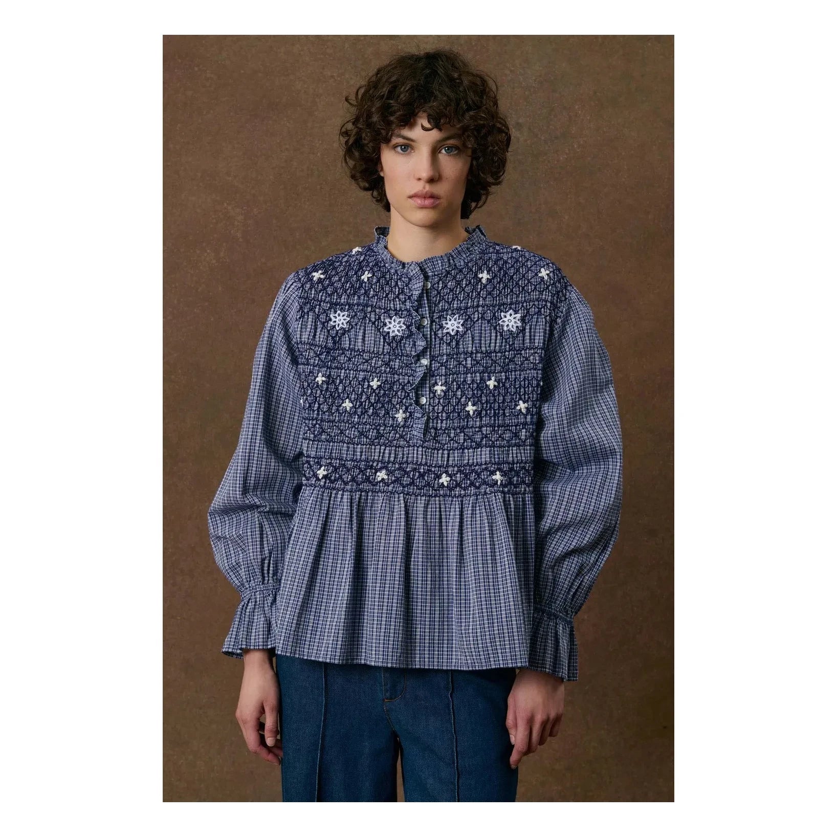 Louise Misha - Ileana Organik Pamuk Bluz | Indigo