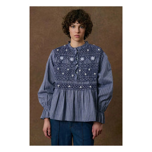 Louise Misha - Ileana Organik Pamuk Bluz | Indigo