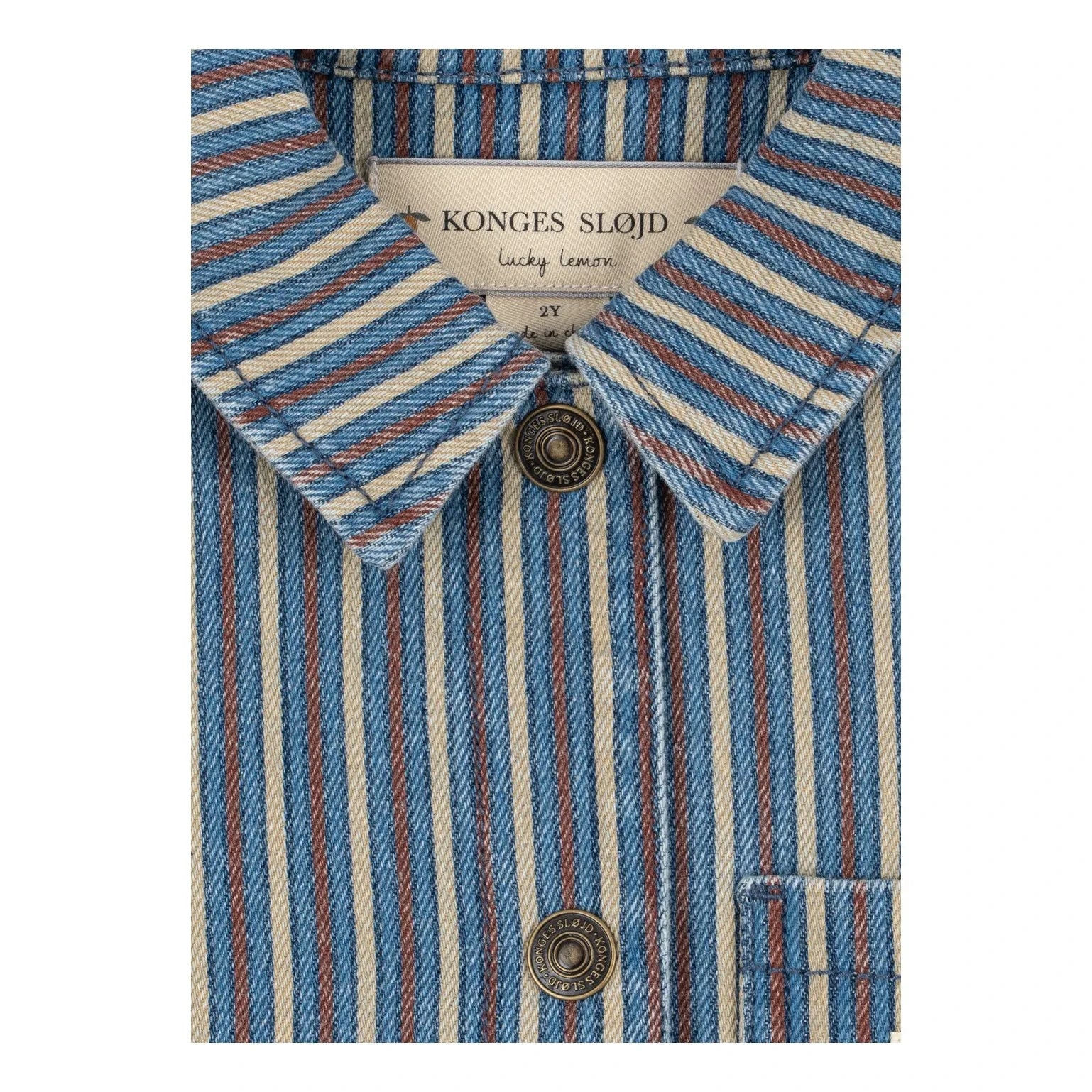 Konges Sløjd - Magot Çizgili Organik Pamuk Denim Gömlek | Mavi