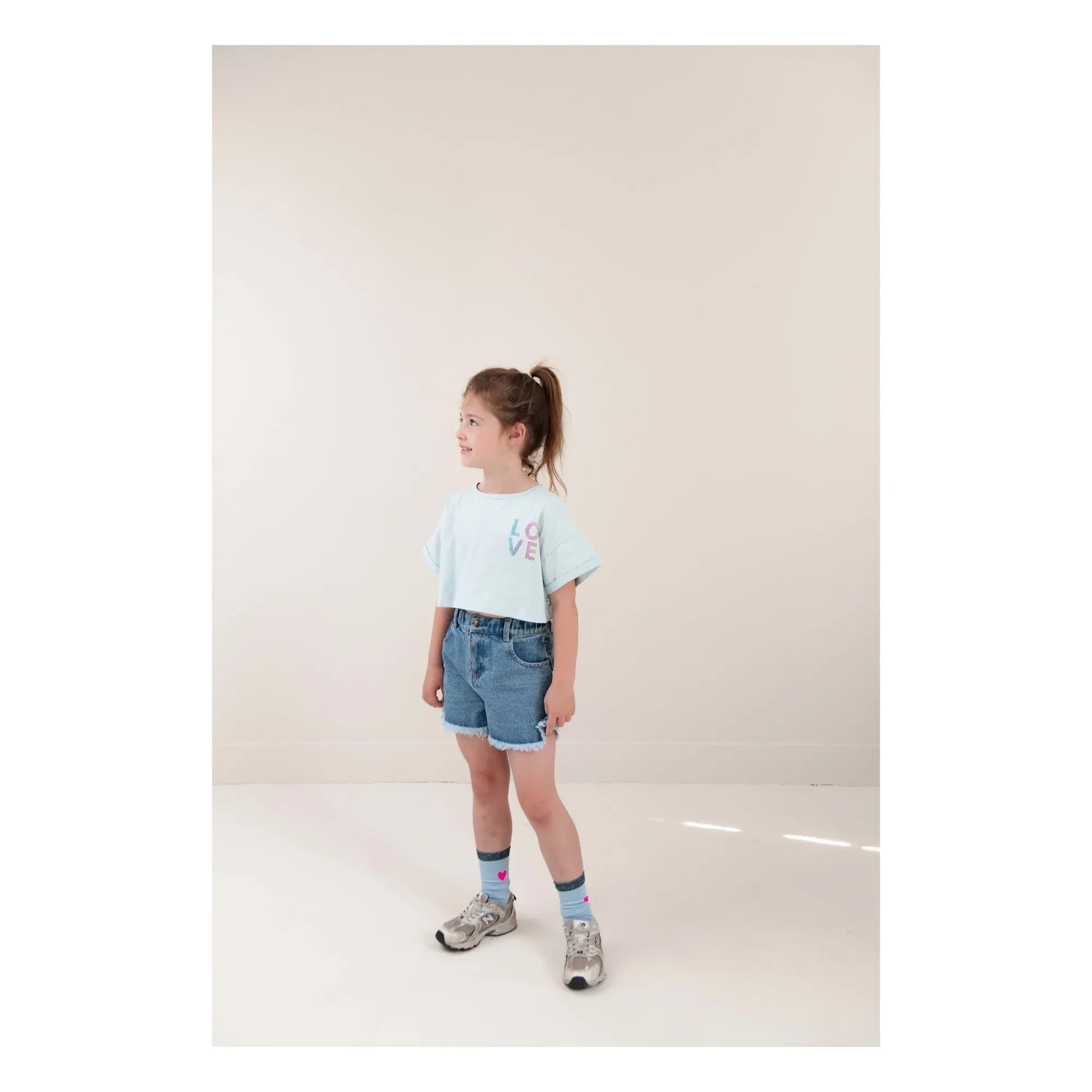 Jenest - Lizzy Love Organik Pamuk Crop Tişört | Açık Mavi