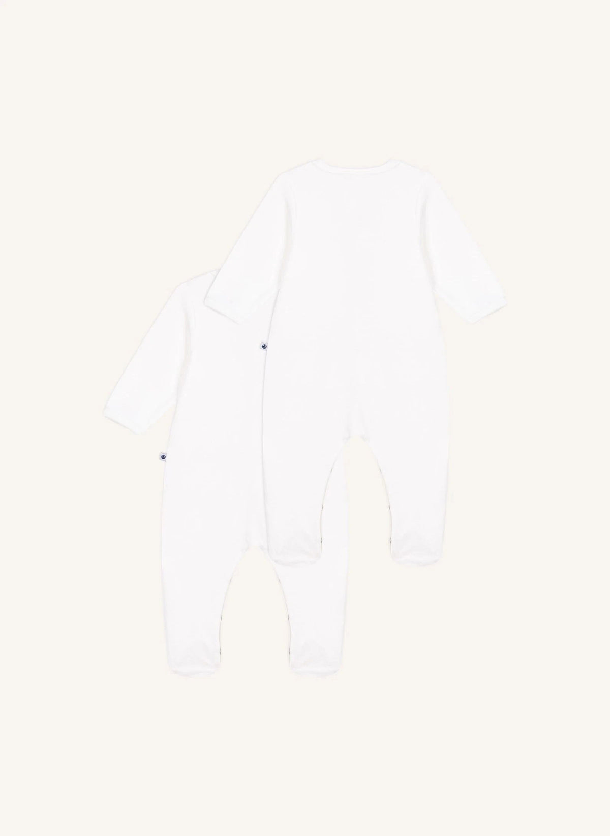 Petit Bateau - طقم بيجامة من قماش المخمل العضوي 2 قطعة | أبيض