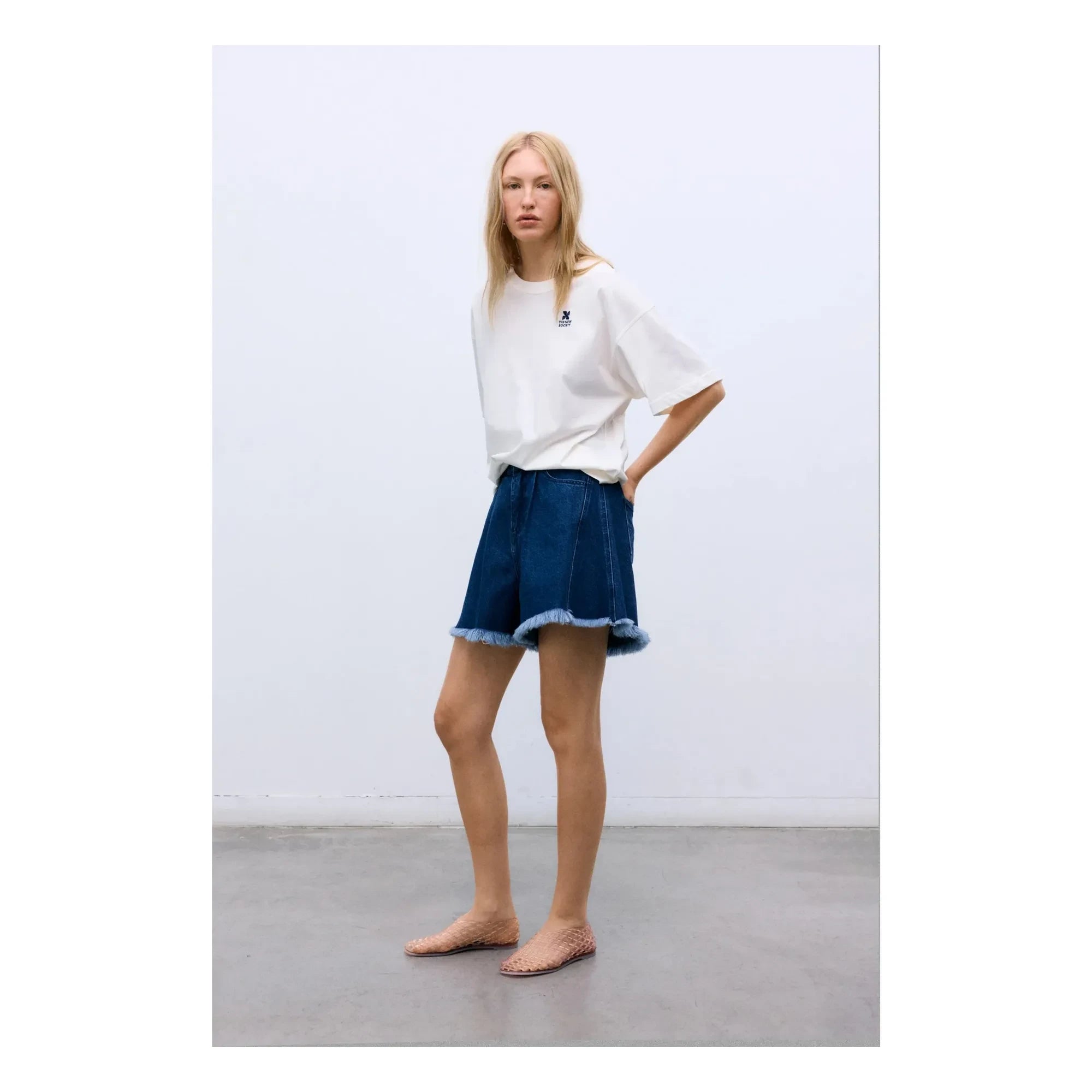 the new society - Kotton Şort | Denim mavisi