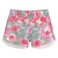 My First Cantê - Denim Şort Pistachio Flowers | Pembe