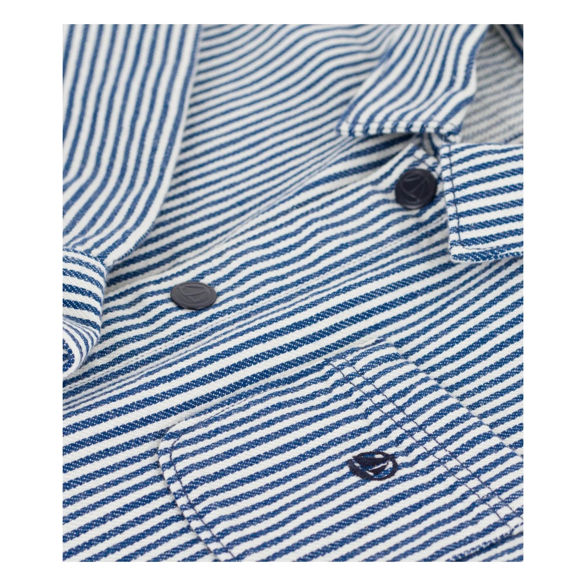 Petit Bateau - Çizgili Organik Pamuk İşçi Ceketi | Mavi