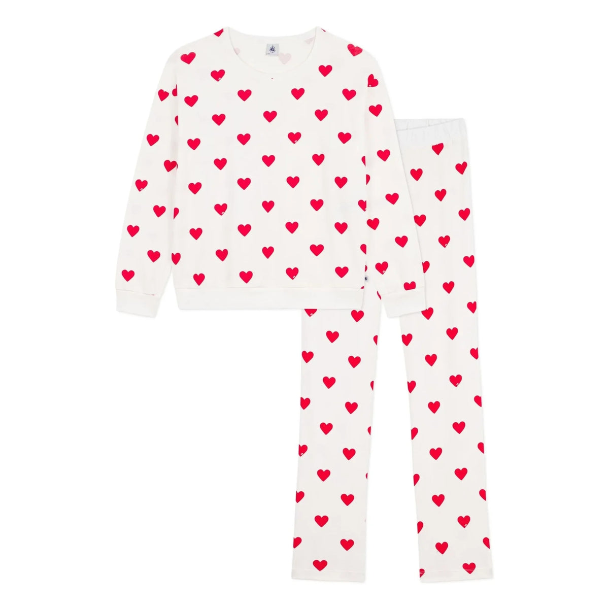 Petit Bateau - Organik Pamuklu Kalpli Pijama | Beyaz