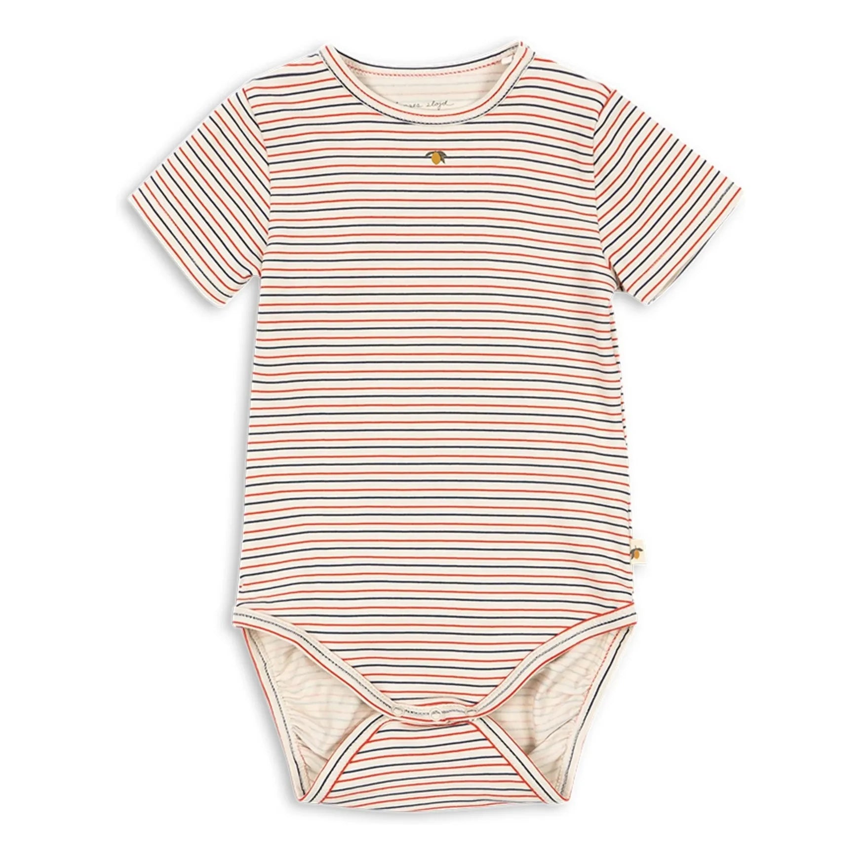 Konges Sløjd - Çizgili Organik Pamuk Kısa Kollu Body | Kırmızı