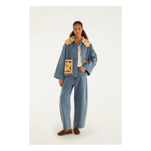 Farm Rio - Denim Pamuk Richelieu Ceket | Mavi