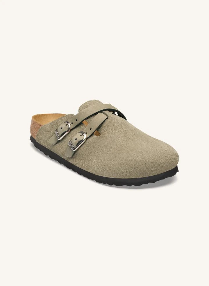 BIRKENSTOCK - Blair شباشب من الشمواه | بني رمادي