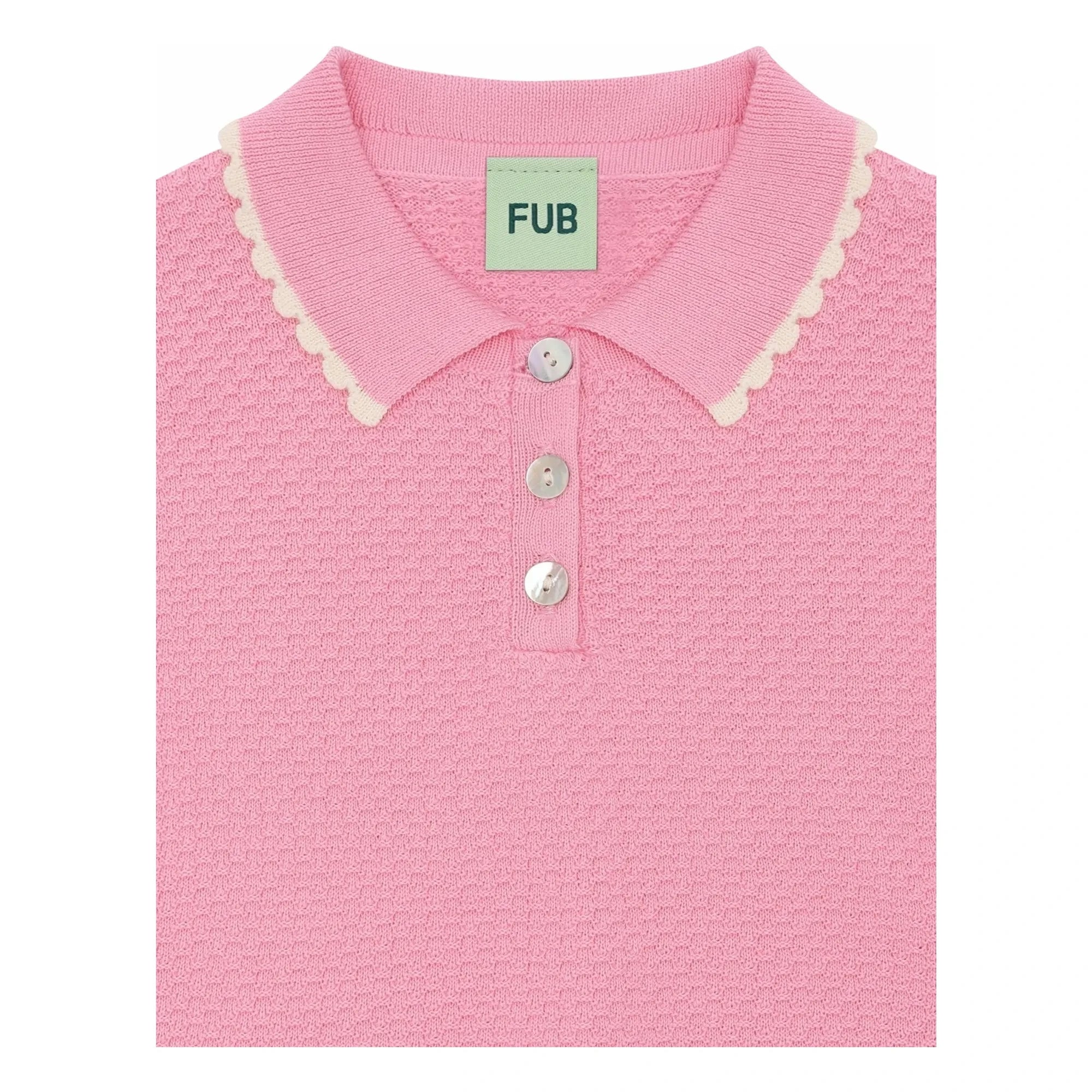 FUB - Polo Oversize İnce Pique Örgü Organik Pamuk | Şeker pembesi