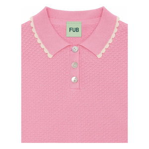 FUB - Polo Oversize İnce Pique Örgü Organik Pamuk | Şeker pembesi