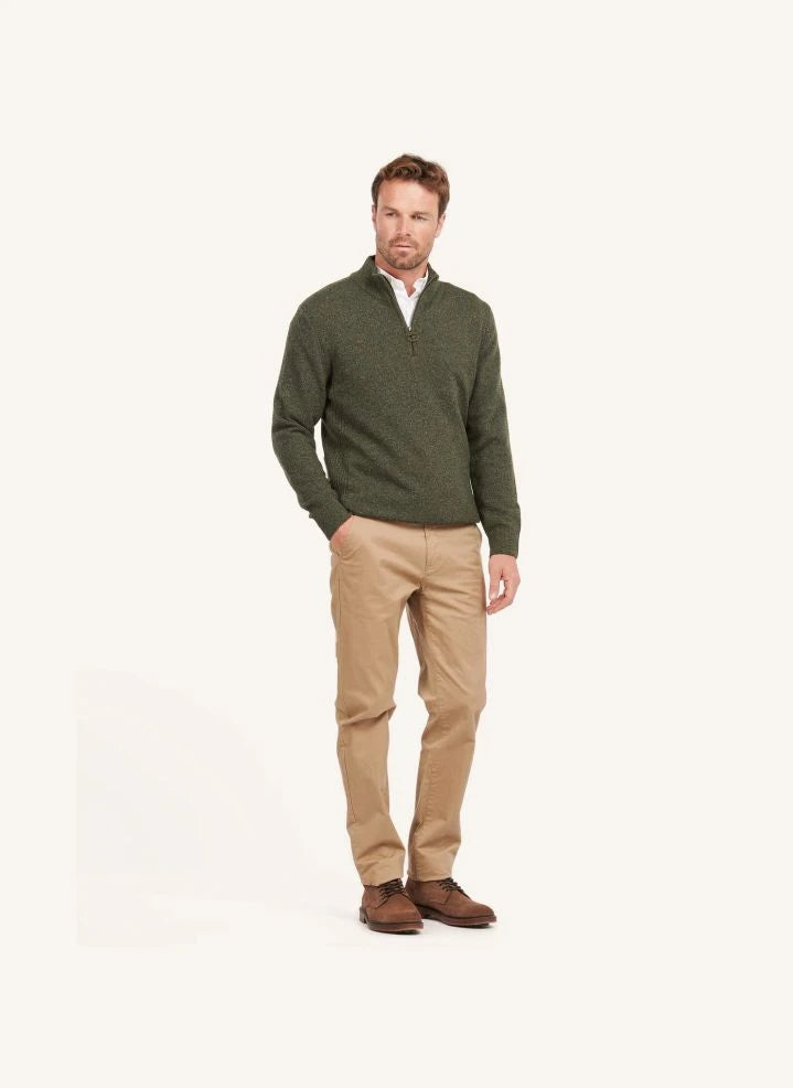 Barbour - Tisbury Essential Fermuarlı Kazak | Zeytin