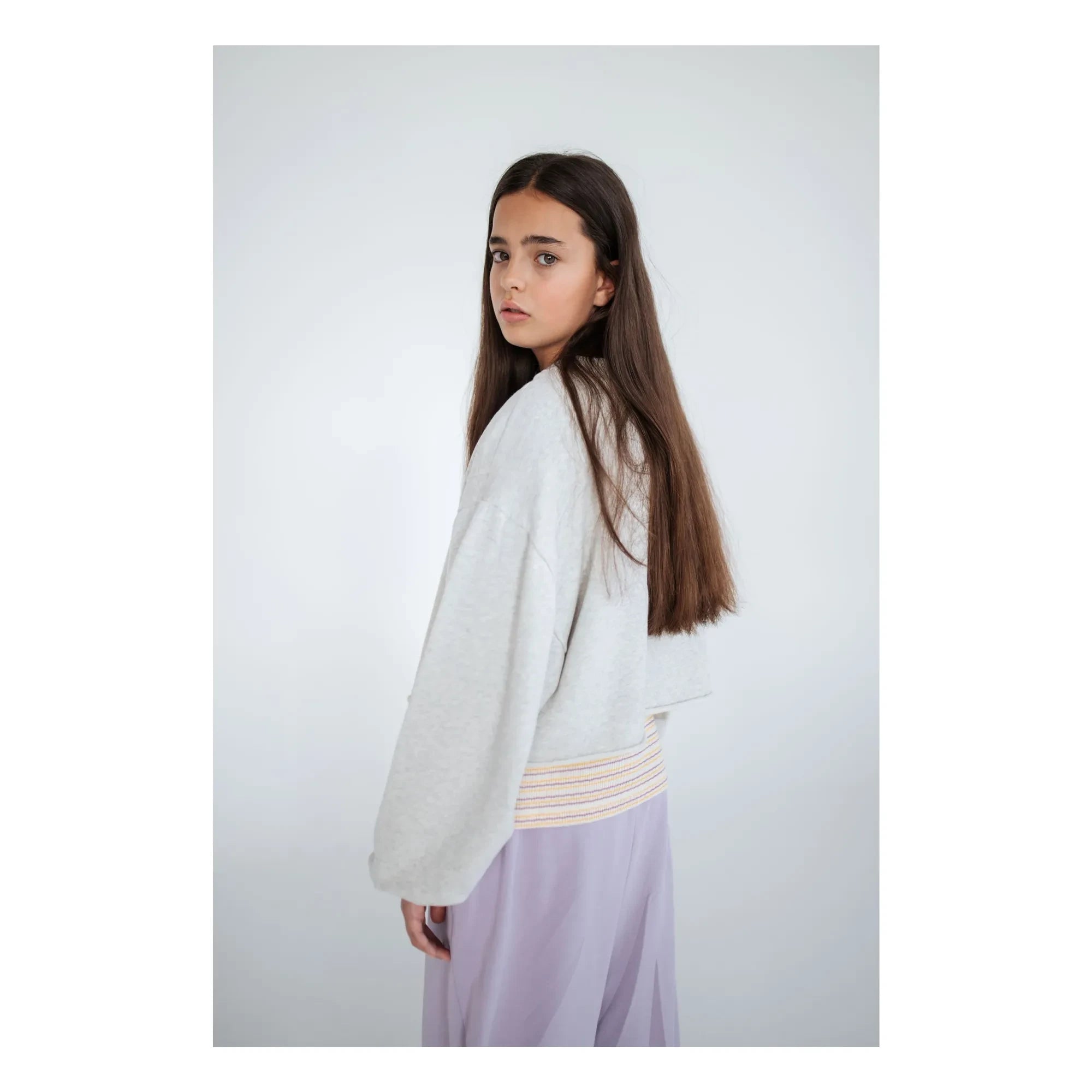 Repose AMS - Organik Pamuklu Crop Sweat | Gri Melanj