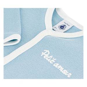 Petit Bateau - Dors Bien Petit Amour organik pamuklu pijama | Gri mavi