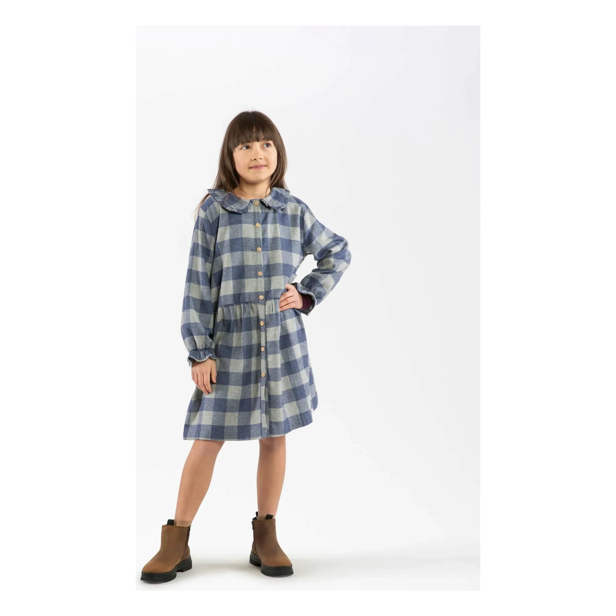 Matona - Carreaux Flanel Tencel Elbise | Mavi