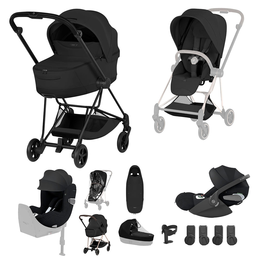 Cybex Mios Ultimate Birth & Beyond Bundle - Style Collection-Travel Systems-Sepia Black-Matt Black | Natural Baby Shower