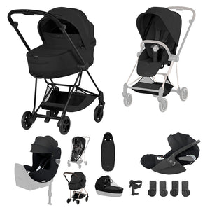 Cybex Mios Ultimate Birth & Beyond Bundle - Style Collection-Travel Systems-Sepia Black-Matt Black | Natural Baby Shower