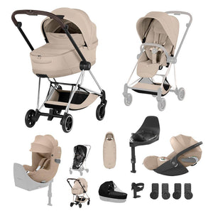 Cybex Mios Ultimate Birth & Beyond Bundle - Style Collection-Travel Systems-Cozy Beige-Chrome Brown | Natural Baby Shower