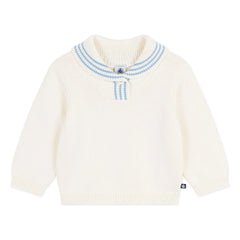 Petit Bateau - Organik Pamuk Şal Yaka Kazak | Ekru