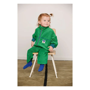 Mini Rodini - Organik pamuklu havlu fermuarlı sweatshirt | Yeşil