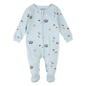 Petit Lem - Patikli Pijama Çayı Partisi Organik Pamuk | Açık mavi