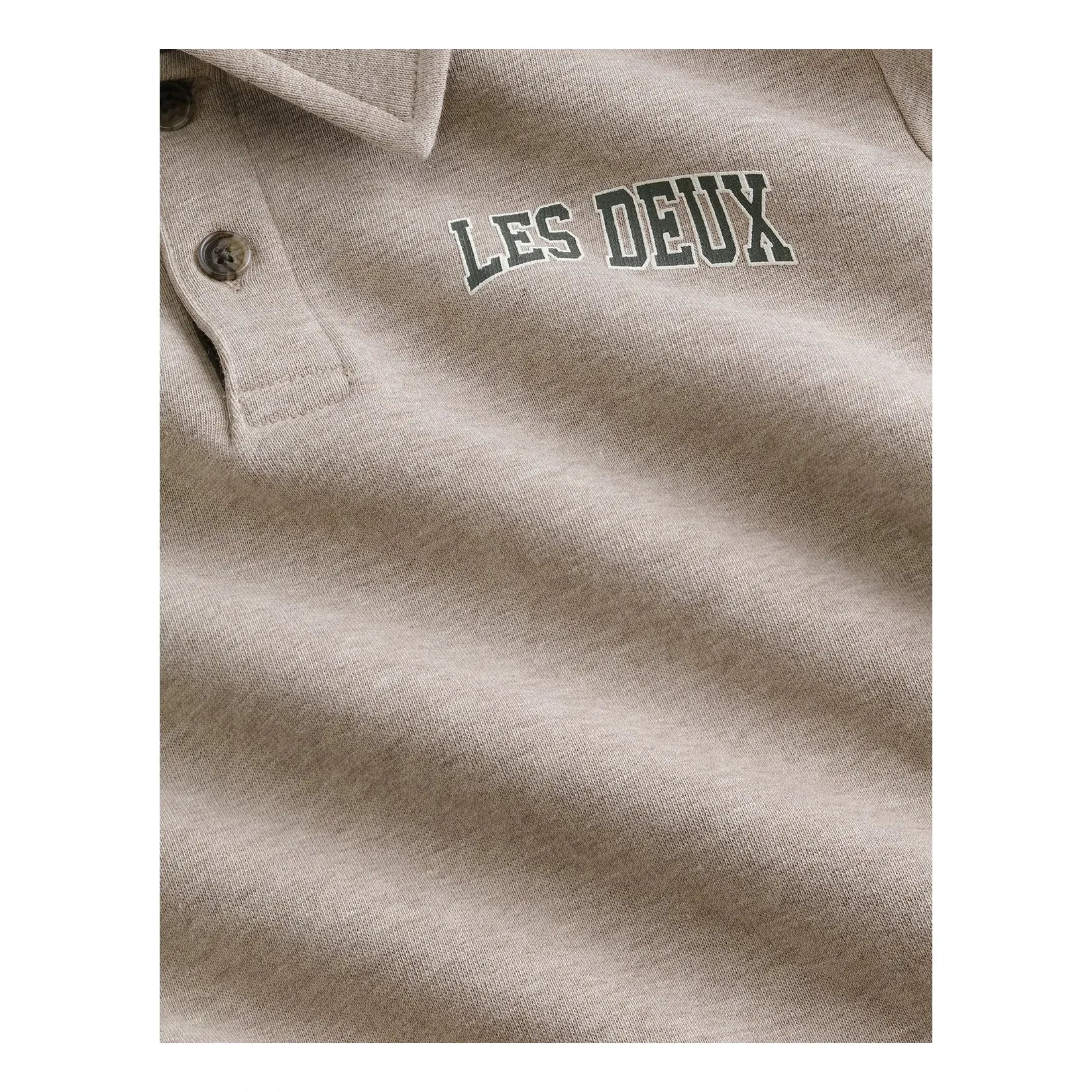 Les Deux - Kolej Ragbi Polo Yaka Sweatshirt %100 Organik Pamuktan Üretilmiştir | Kum