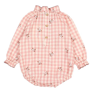 Búho - Vichy Çiçekli Tulum Body | Pembe
