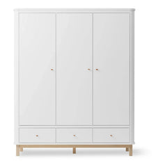 Oliver Furniture - 3 Kapılı Meşe Gardırop | Beyaz