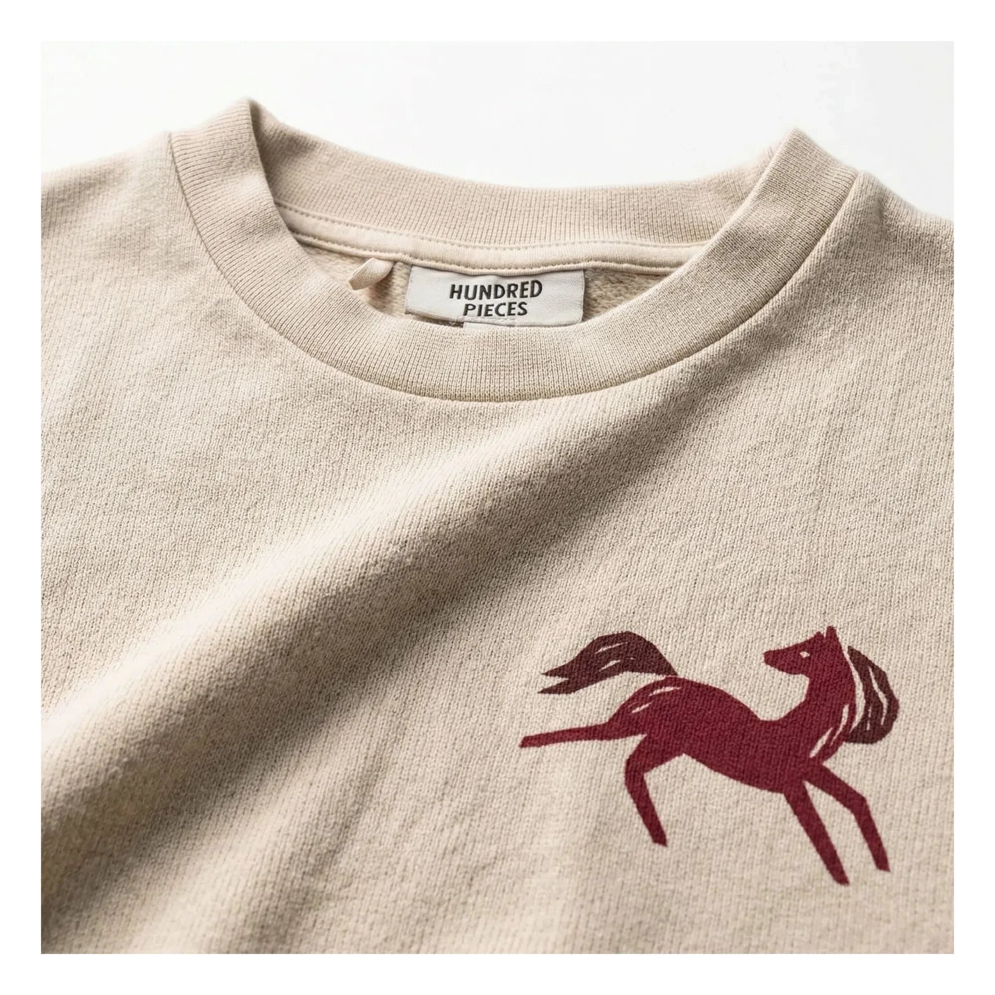 Hundred Pieces - Inaya Horse Organik Pamuk Kolsuz Sweatshirt | Krem