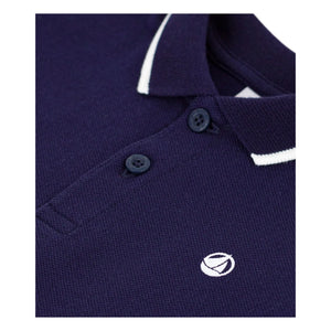 Petit Bateau - Organik pamuklu bebek polo tişört | Gece mavisi