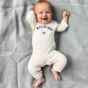 Claude & Co "Milking It" Onesie - Oat-Rompers-Oat-Newborn | Natural Baby Shower