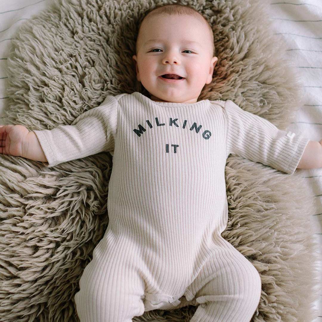 Claude & Co "Milking It" Onesie - Oat-Rompers-Oat-Newborn | Natural Baby Shower