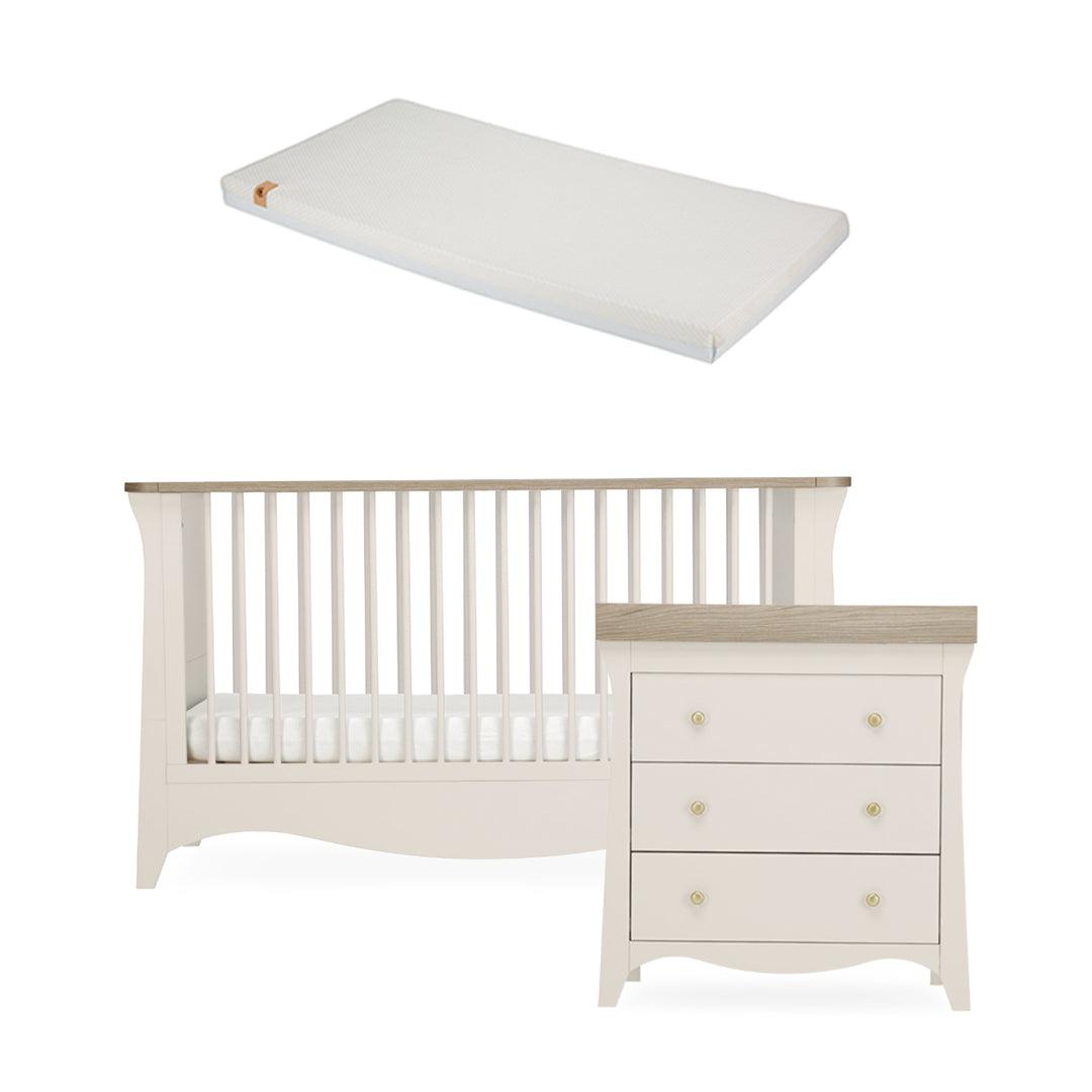 CuddleCo Clara 2 Piece Set 3-Drawer Dresser + Cot Bed - Cashmere-Nursery Sets-Cashmere-Lullaby Hypo Allergenic Bamboo Foam Cot Bed Mattress | Natural Baby Shower