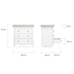 CuddleCo Clara 2 Piece Set 3-Drawer Dresser + Cot Bed - White/Ash-Nursery Sets- | Natural Baby Shower